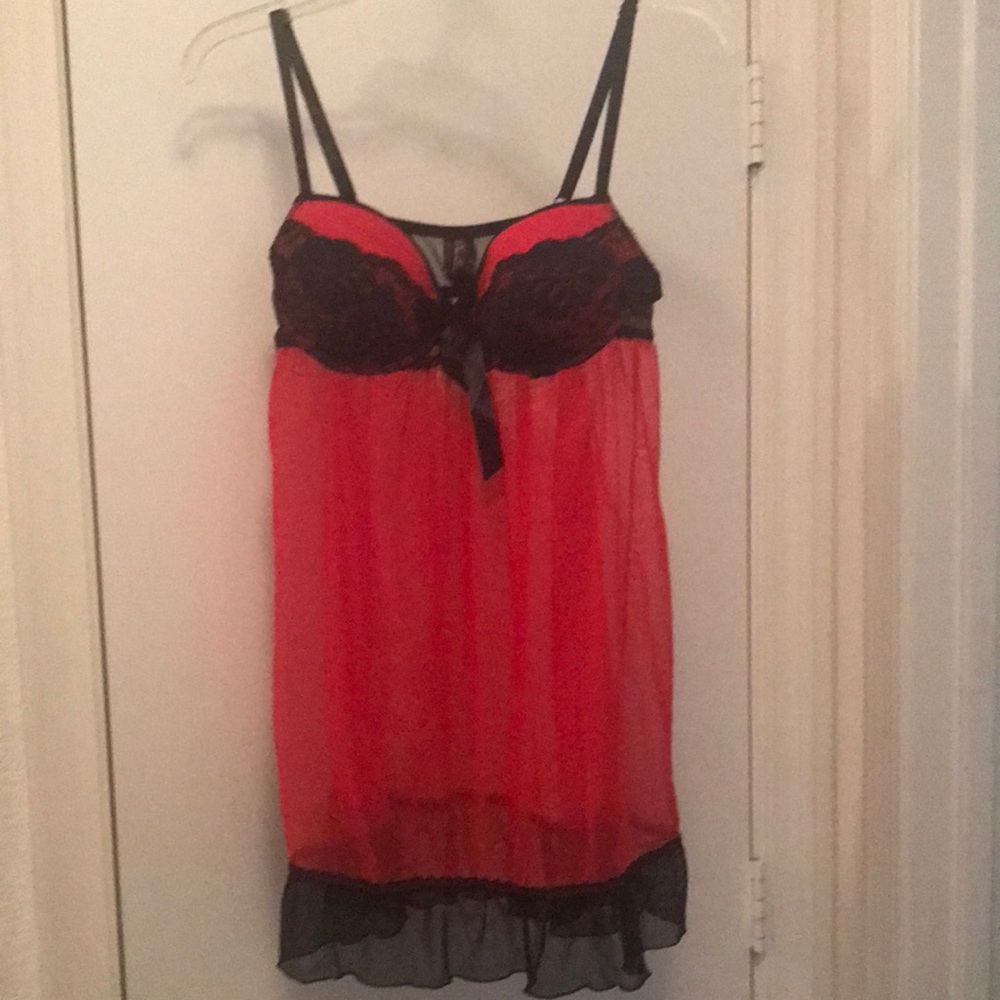 PER LEI Red & Black Baby Doll Lingerie